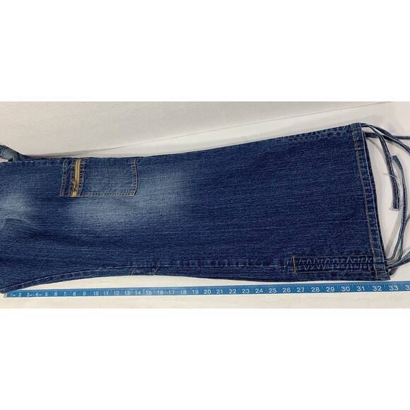 Old Skool Jeans Womens Plus Sz 22 Drawstring Side Bottom Blue‎ Denim Zip Pockets - Picture 8 of 14